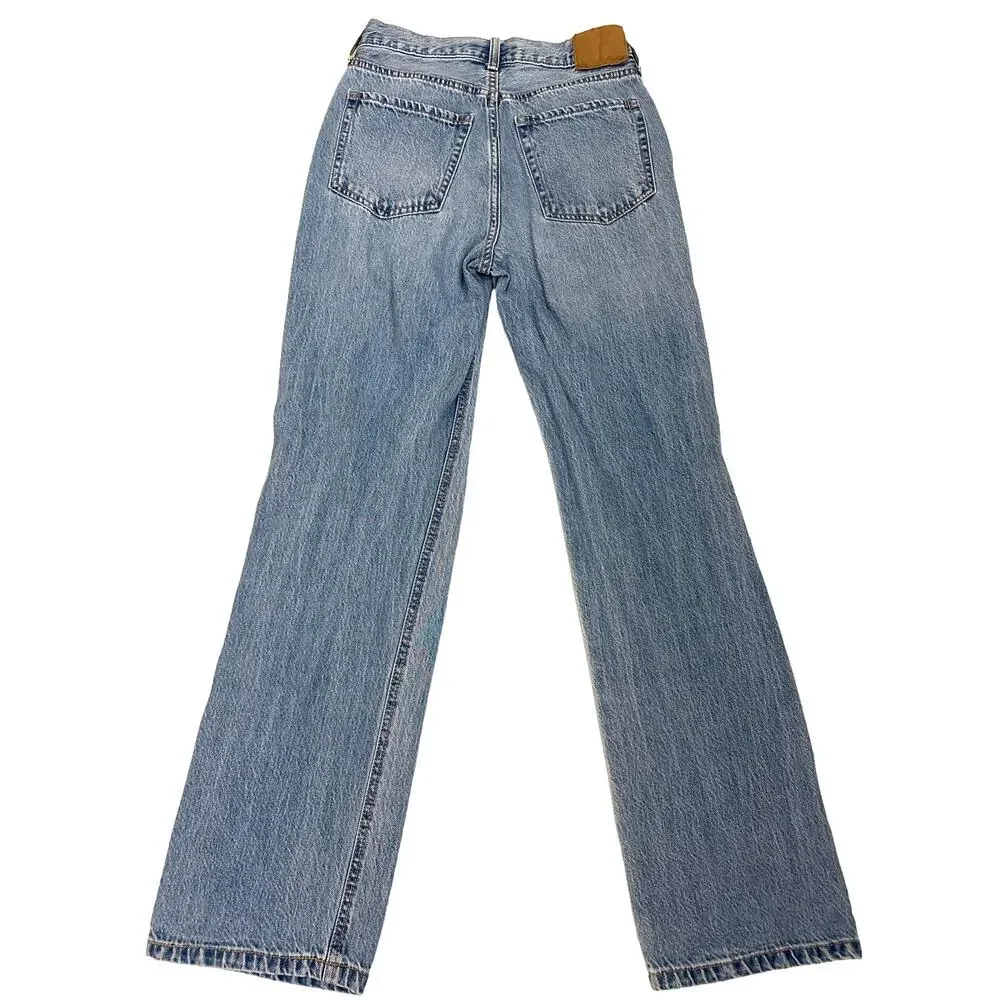 Aeropostale Distressed Straight Leg Baggy Denim Blue Jeans Size Women's 2